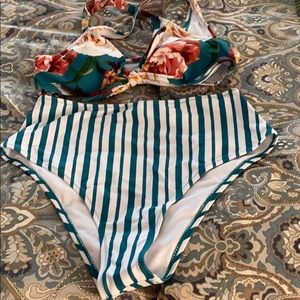 new cupshe floral & knotted high waisted bikini